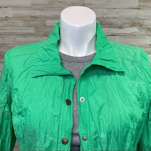 Zenergy by Chico’s Hayden Jacket Womens Size Chico's 2 or L Crinkle Green - Picture 3 of 14